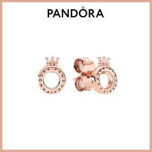 NWOT Pandora Rose Gold-Plated .925 Silver Crown O Stud Earrings — Retired Style
